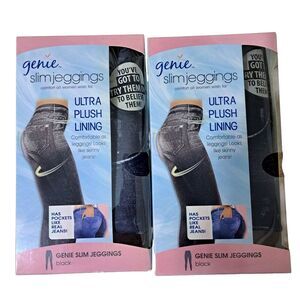 Genie 2Pk As Seen on TV Ultra Soft Plush Lining Black Jeggings Women's S/M